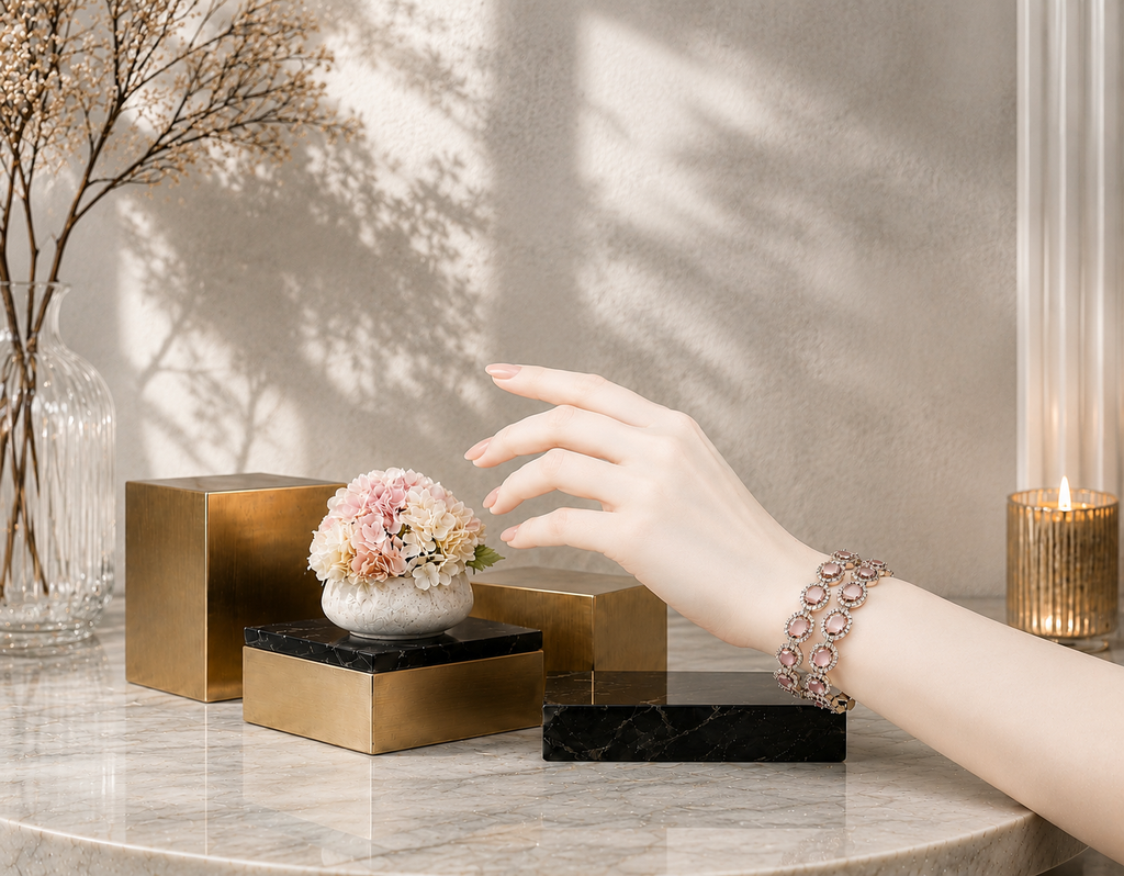 Rosé Crystal Bangles Majestic