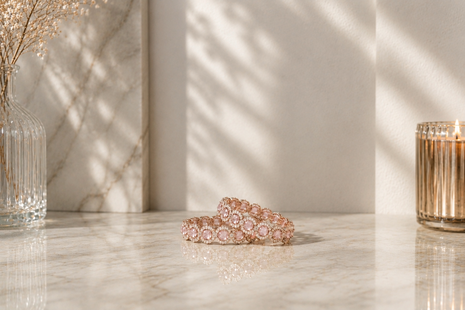 Rosé Crystal Bangles Majestic