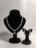 Elegant Silver Crystal Necklace & Earrings Set –AURA set