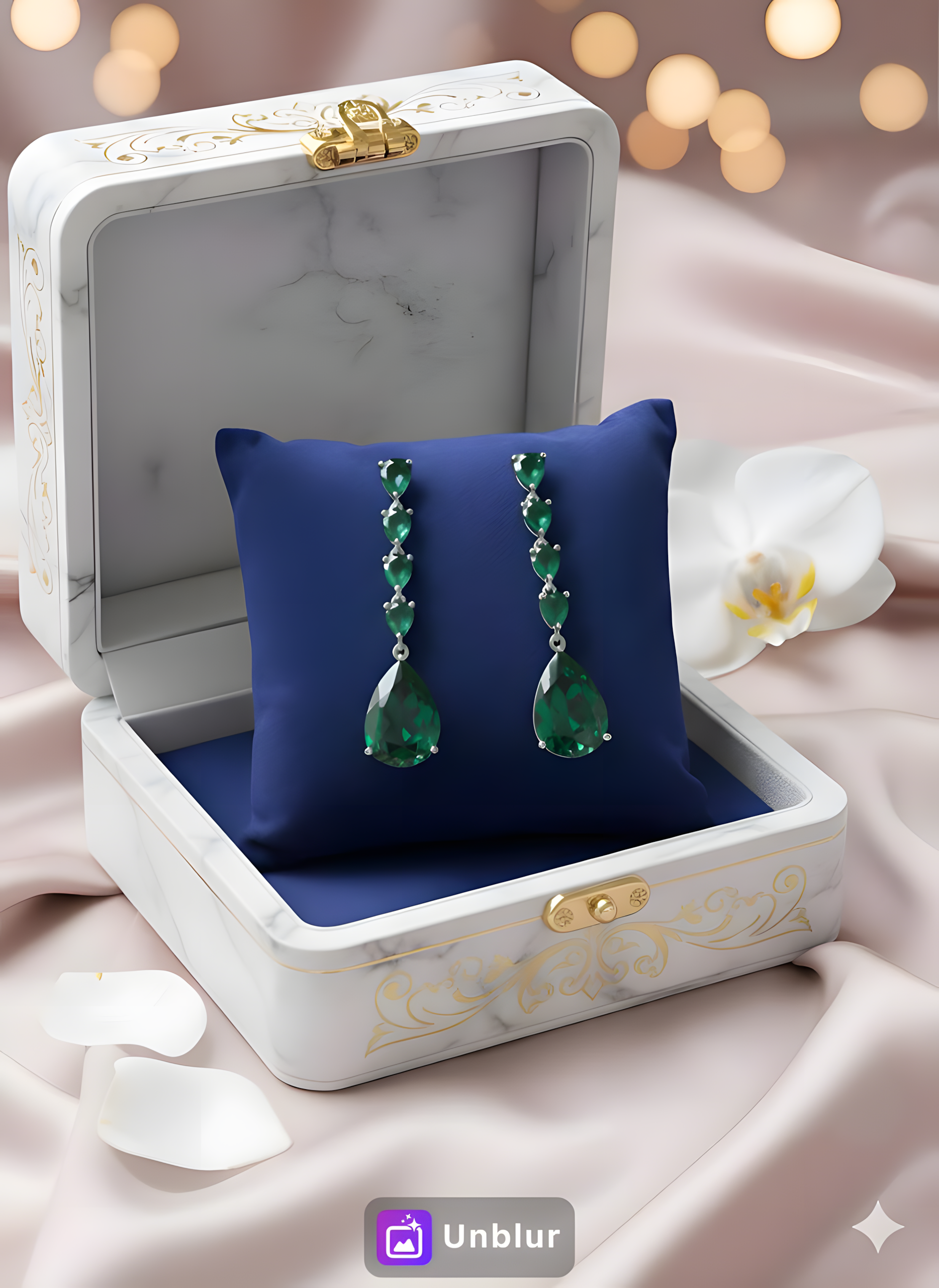 Emerald Teardrop Charm-AURA set