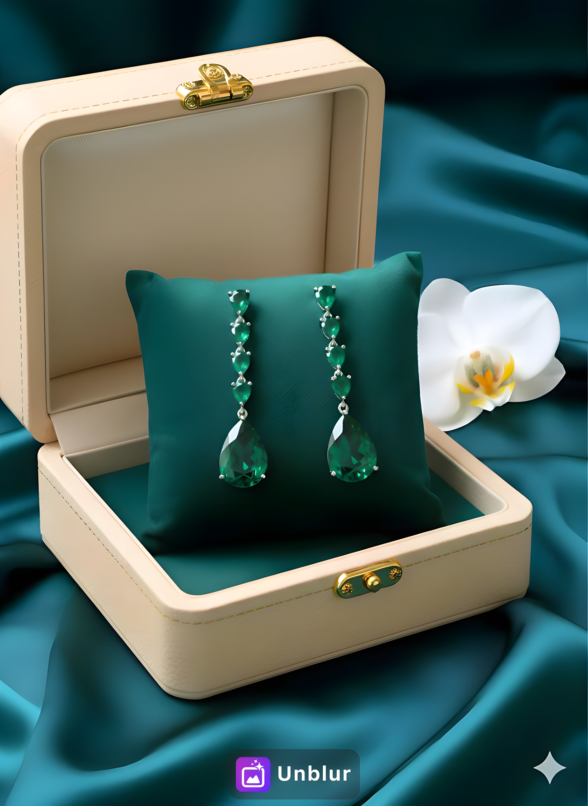 Emerald Teardrop Charm-AURA set