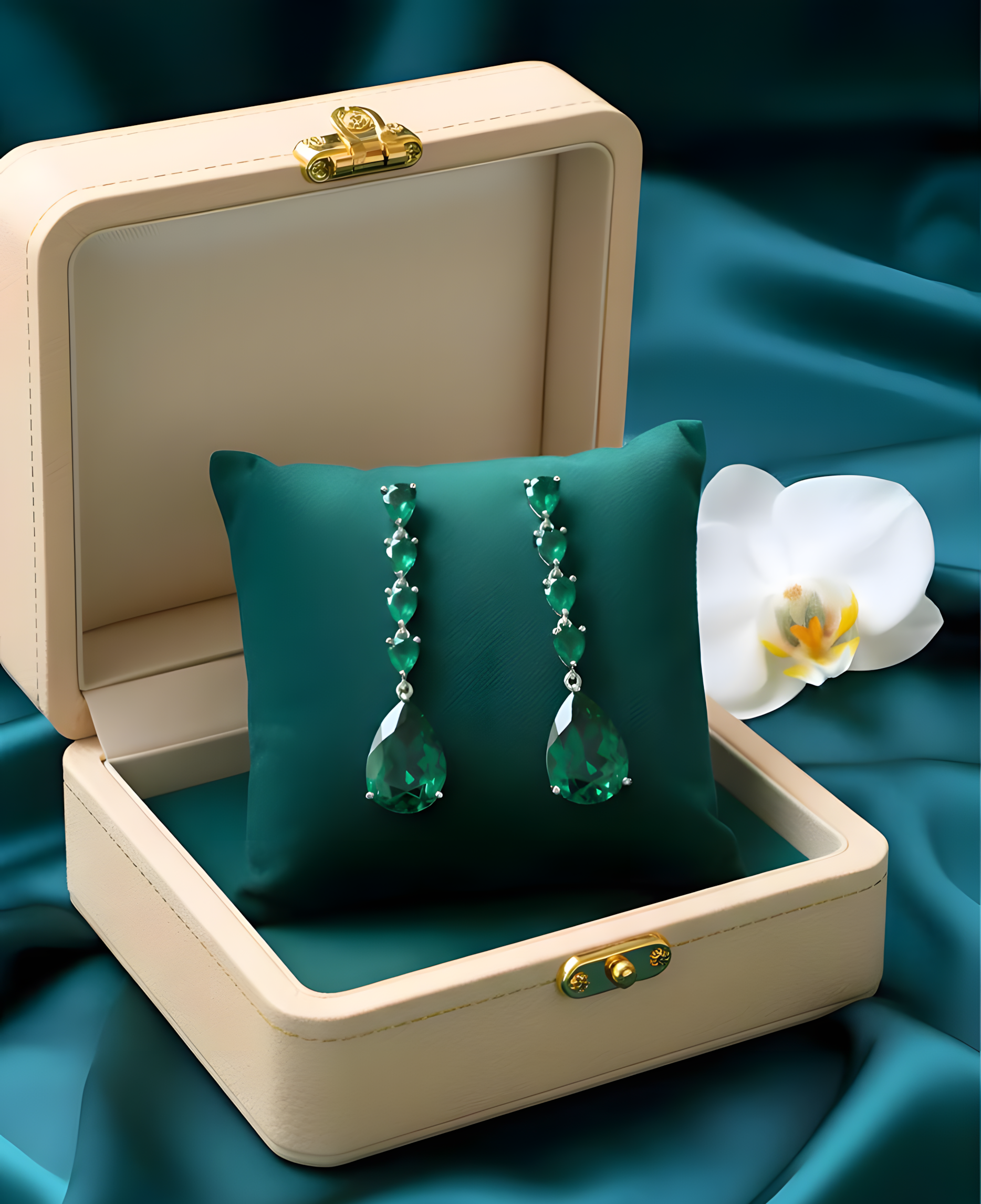 Emerald Teardrop Charm-One Carat AURA set