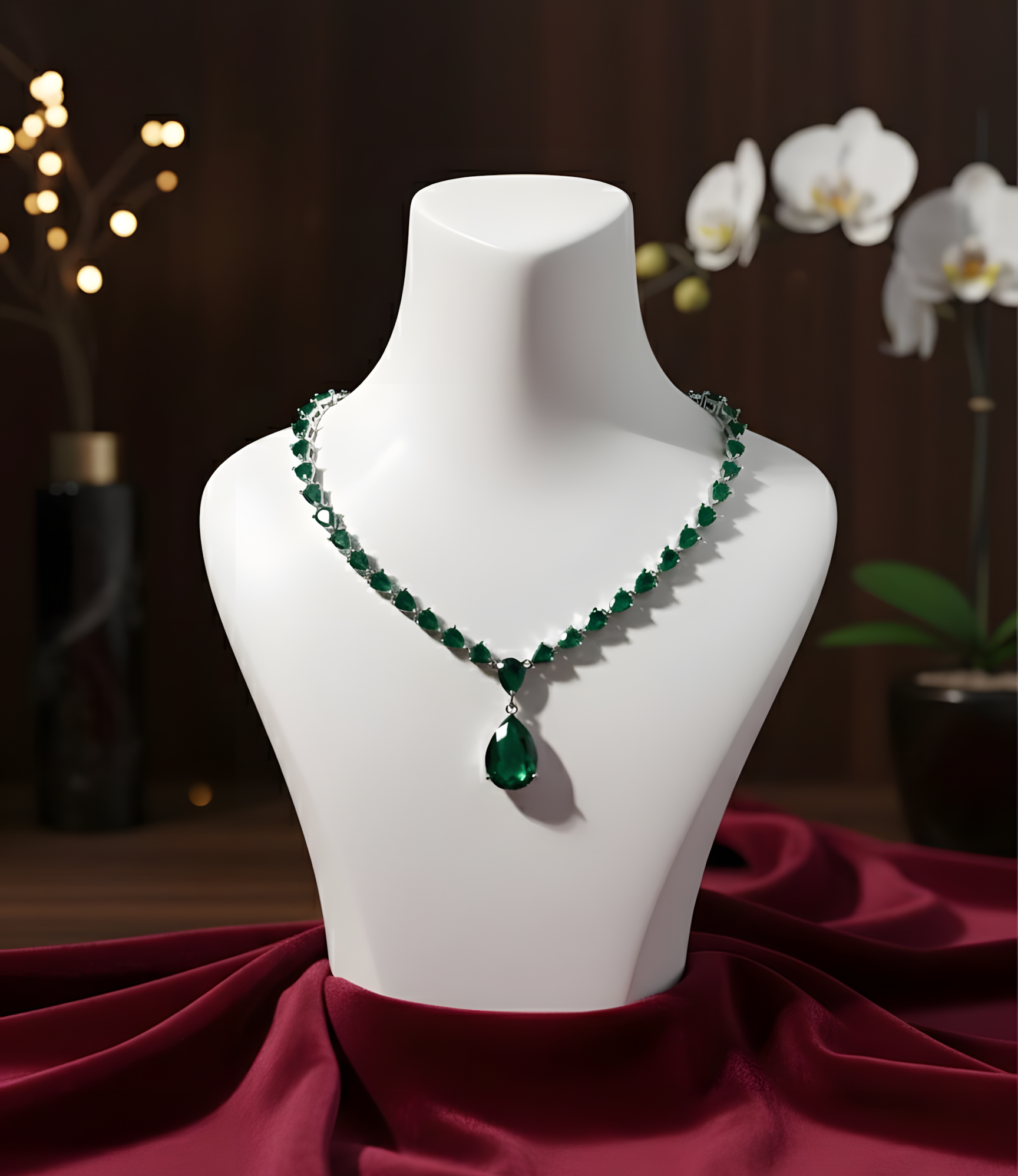 Emerald Teardrop Charm-One Carat AURA set