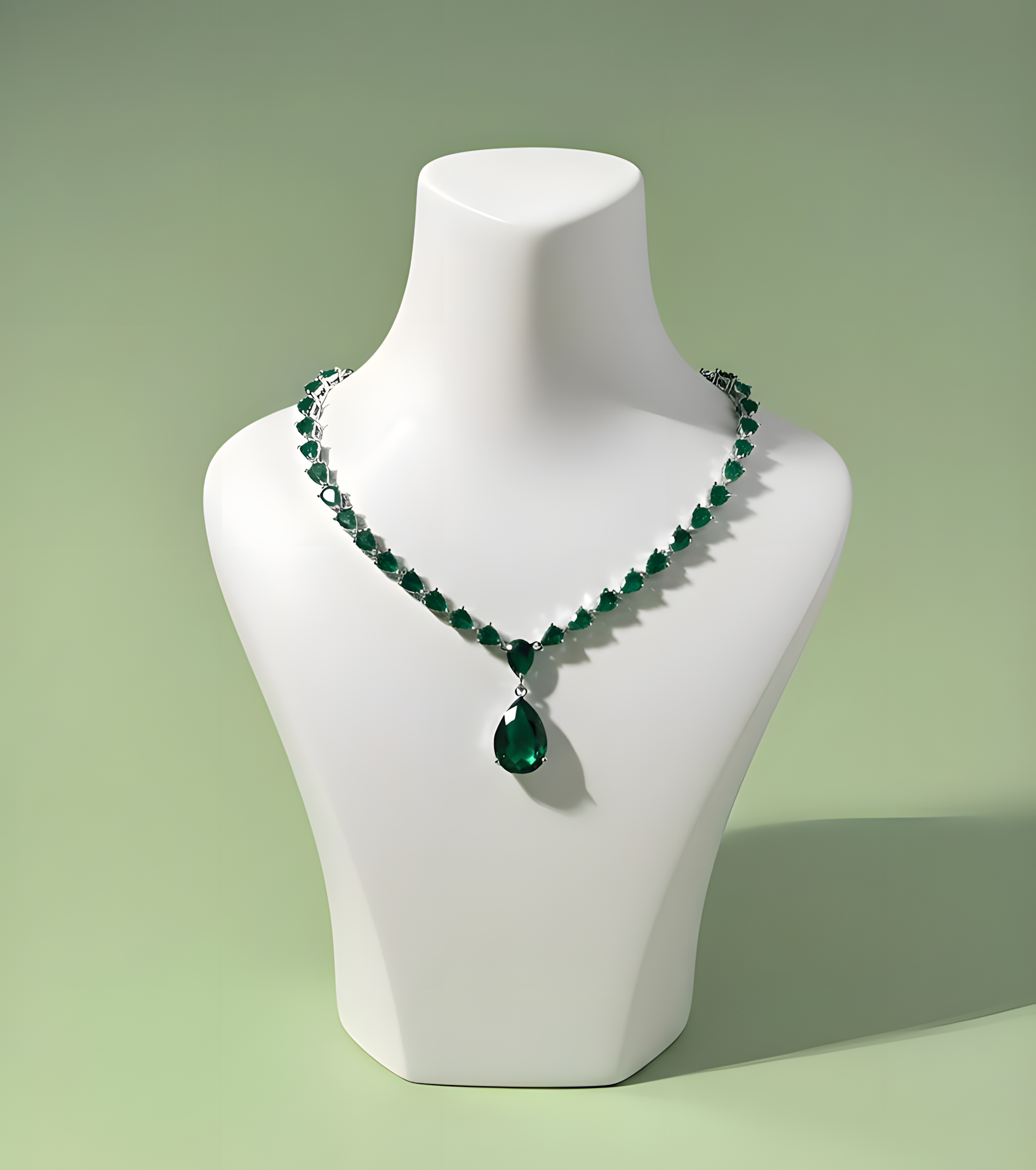 Emerald Teardrop Charm-One Carat AURA set