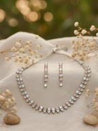 Blush Radiance Pink & Silver Necklace-AURA set