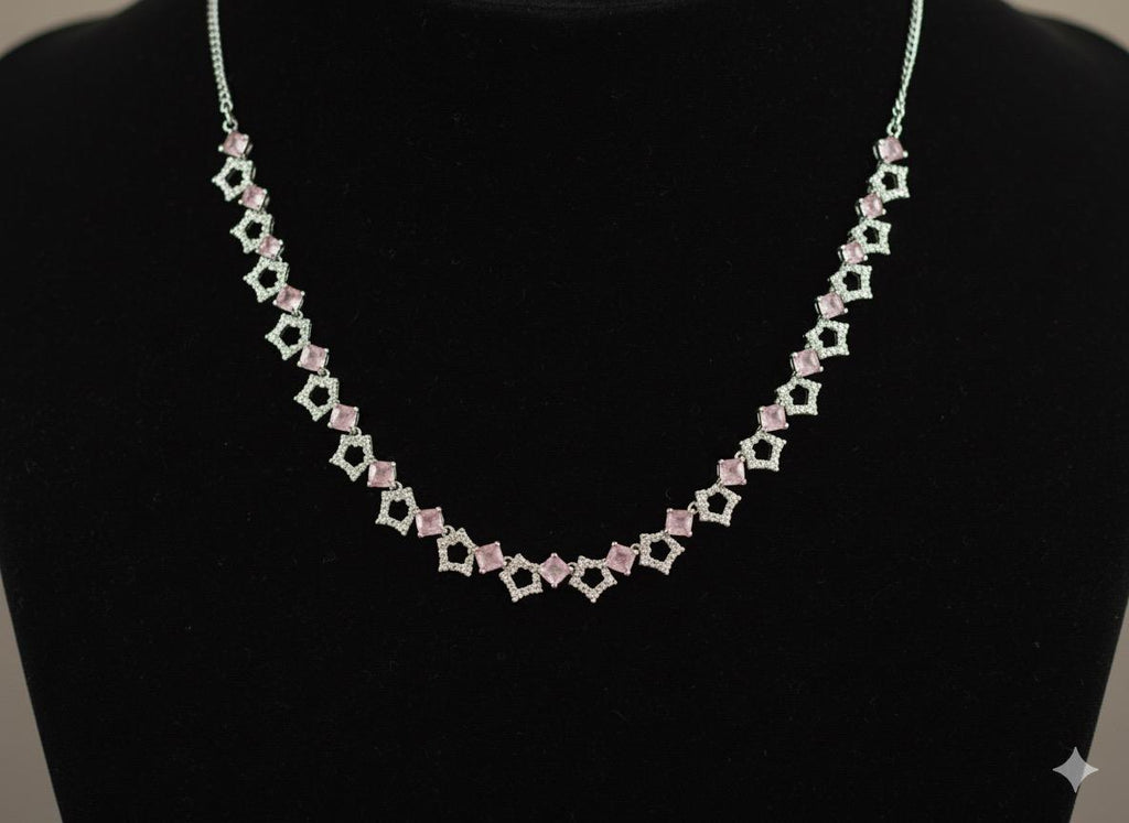 Elegance Pink Crystal Necklace & Earrings Set-AURA set