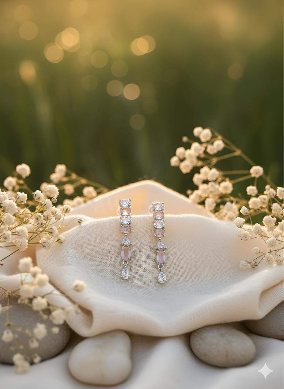 Blush Radiance Pink & Silver Necklace-AURA set