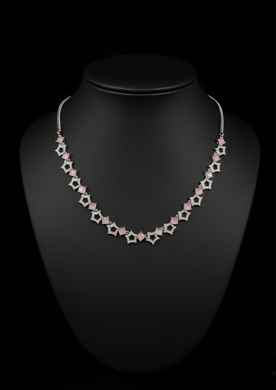 Elegance Pink Crystal Necklace & Earrings Set-AURA set
