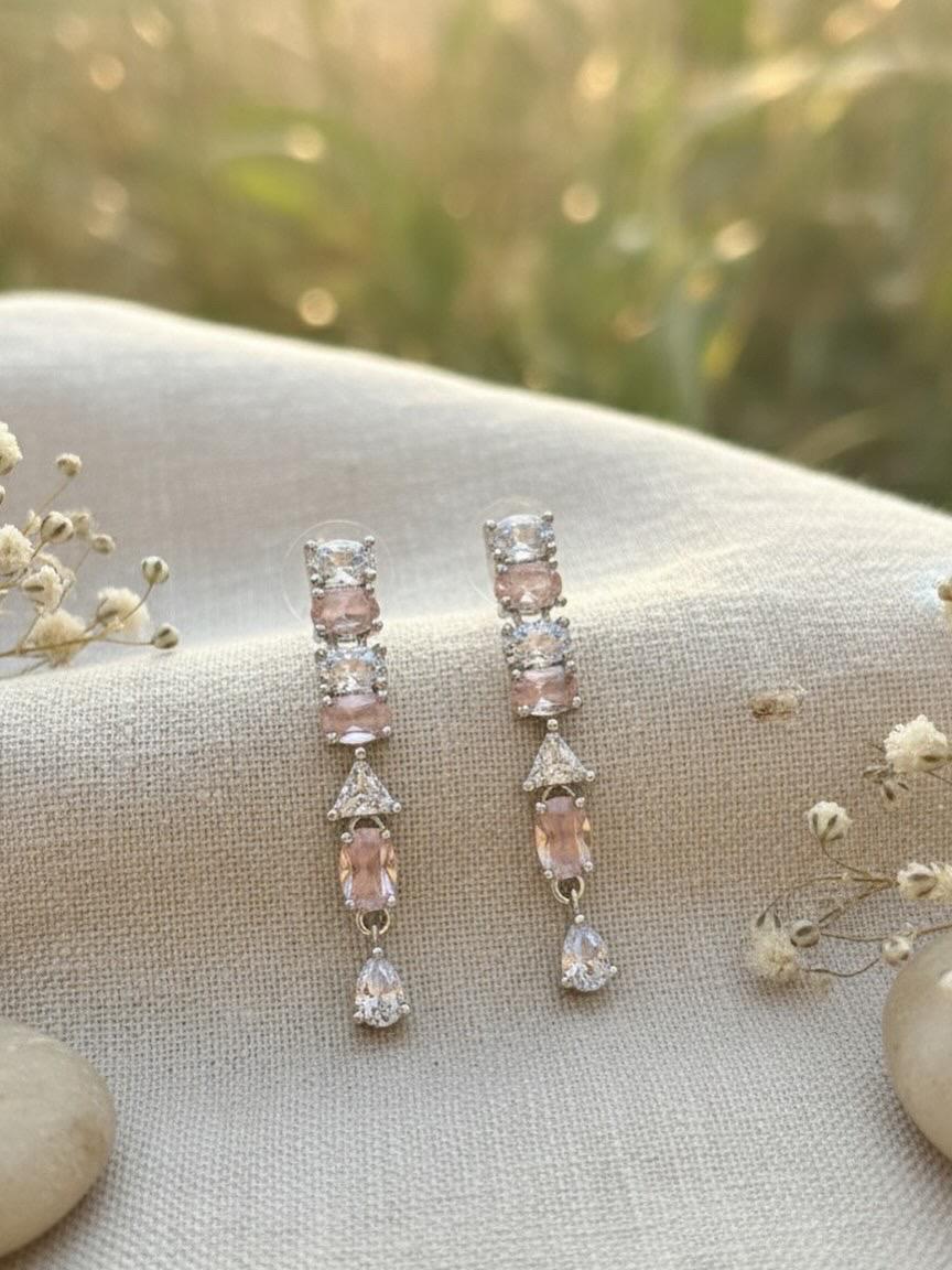 Blush Radiance Pink & Silver Necklace-AURA set