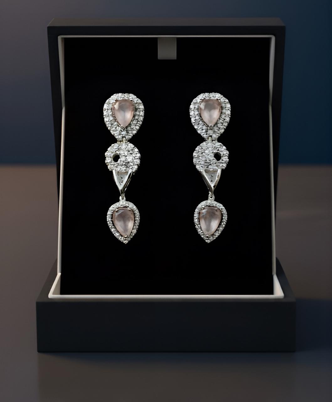 Elegant Silver Crystal Necklace & Earrings Set –AURA set