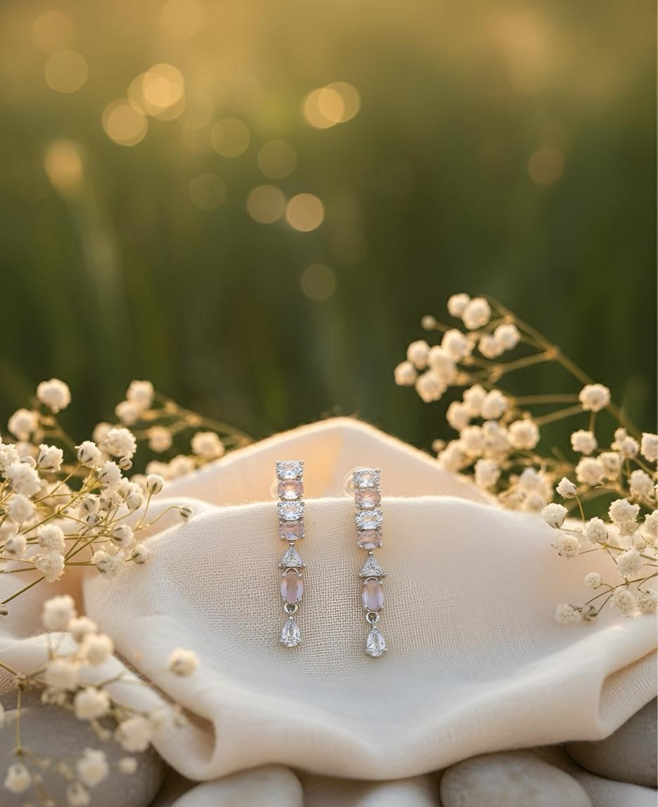 Blush Radiance Pink & Silver Necklace-AURA set