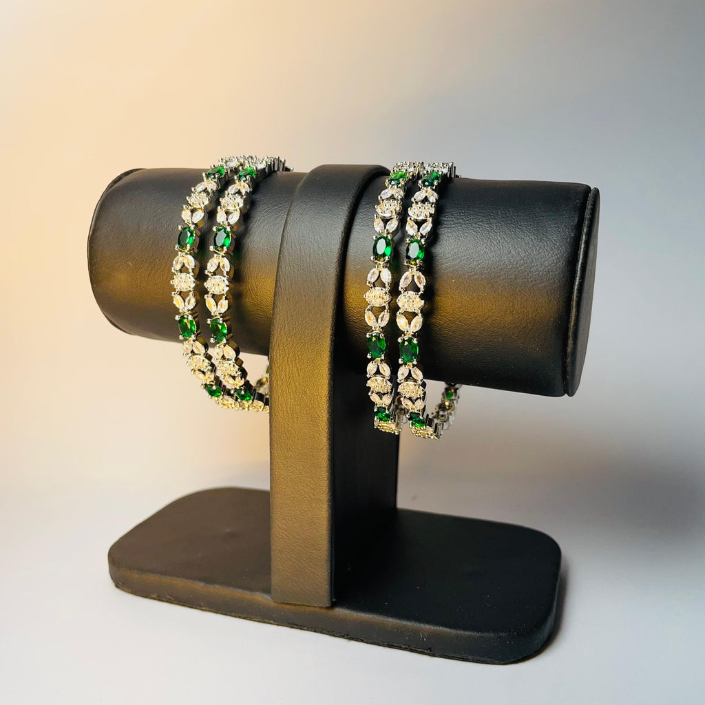 Emerald Glow Green & White Stone Bracelet-Majestic