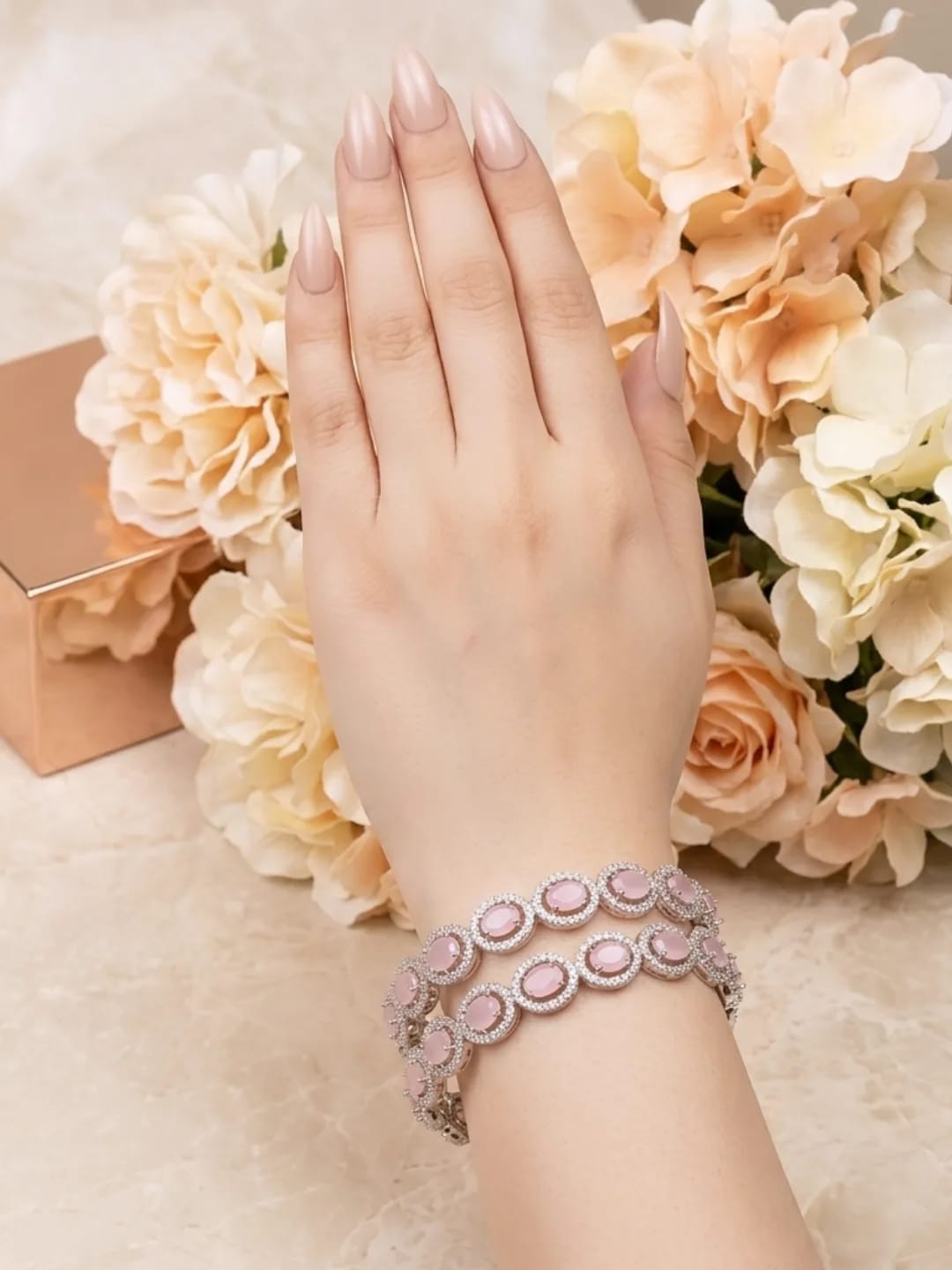 Rosé Crystal Bangles Majestic